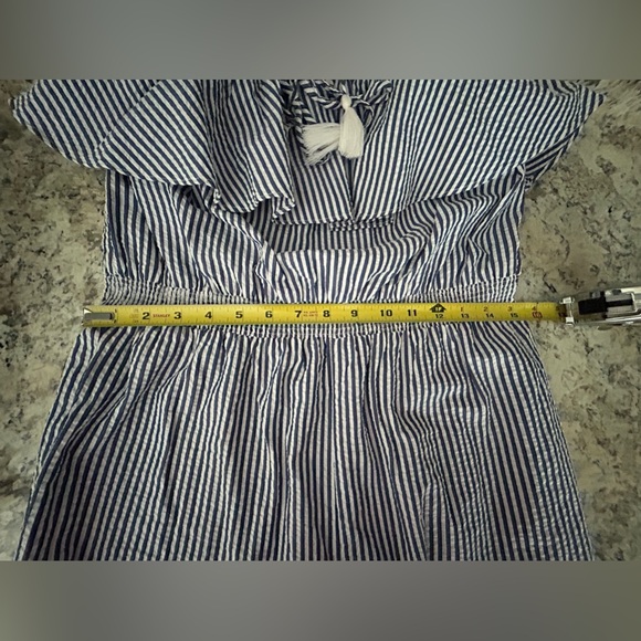 J Crew Ruffled Seersucker Striped Jumpsuit Beach Coverup in Size Medium - Picture 11 of 13